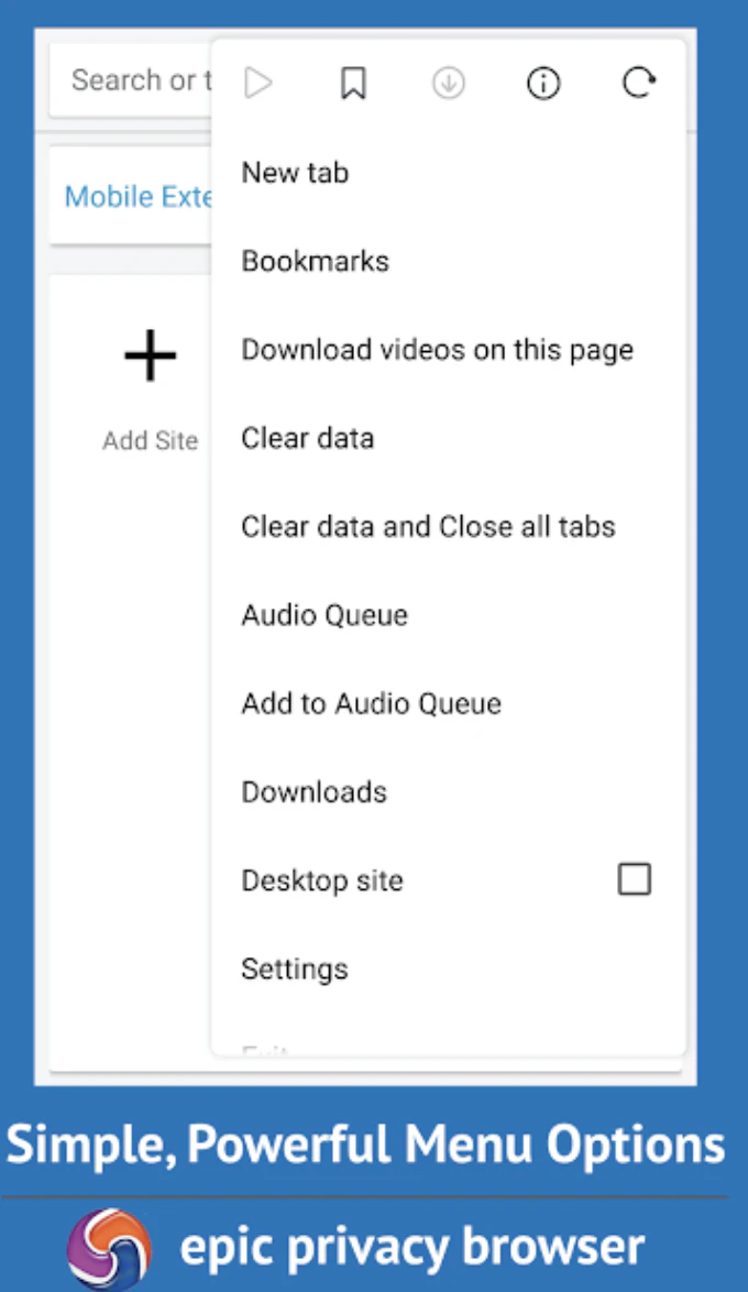 screenshot of Epic Privacy Browser